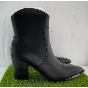 NEW Black Faux Leather High Heel Ankle Boots With Side Zipper Closure Womens Siz
